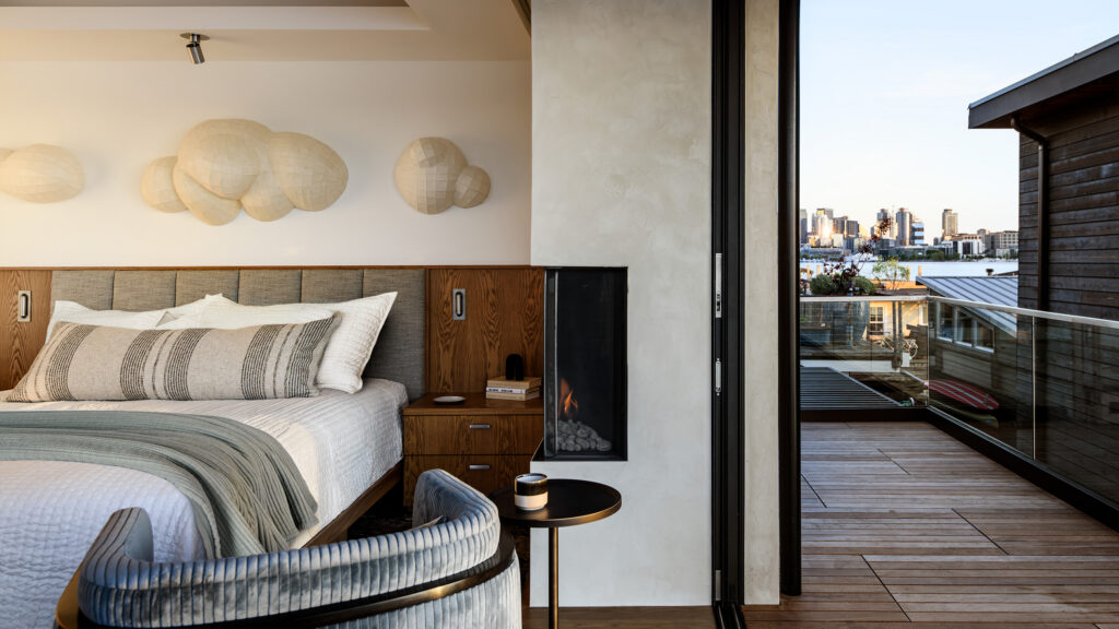 bedroom image with artwork from nancy mintz